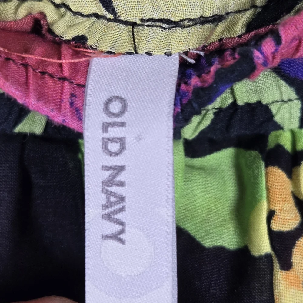 Old Navy Y2K Vibrant Bright Colorful Floral Tiered Cotton Pull On Skirt Small